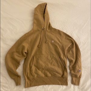 Tan Champion hoodie sweatshirt